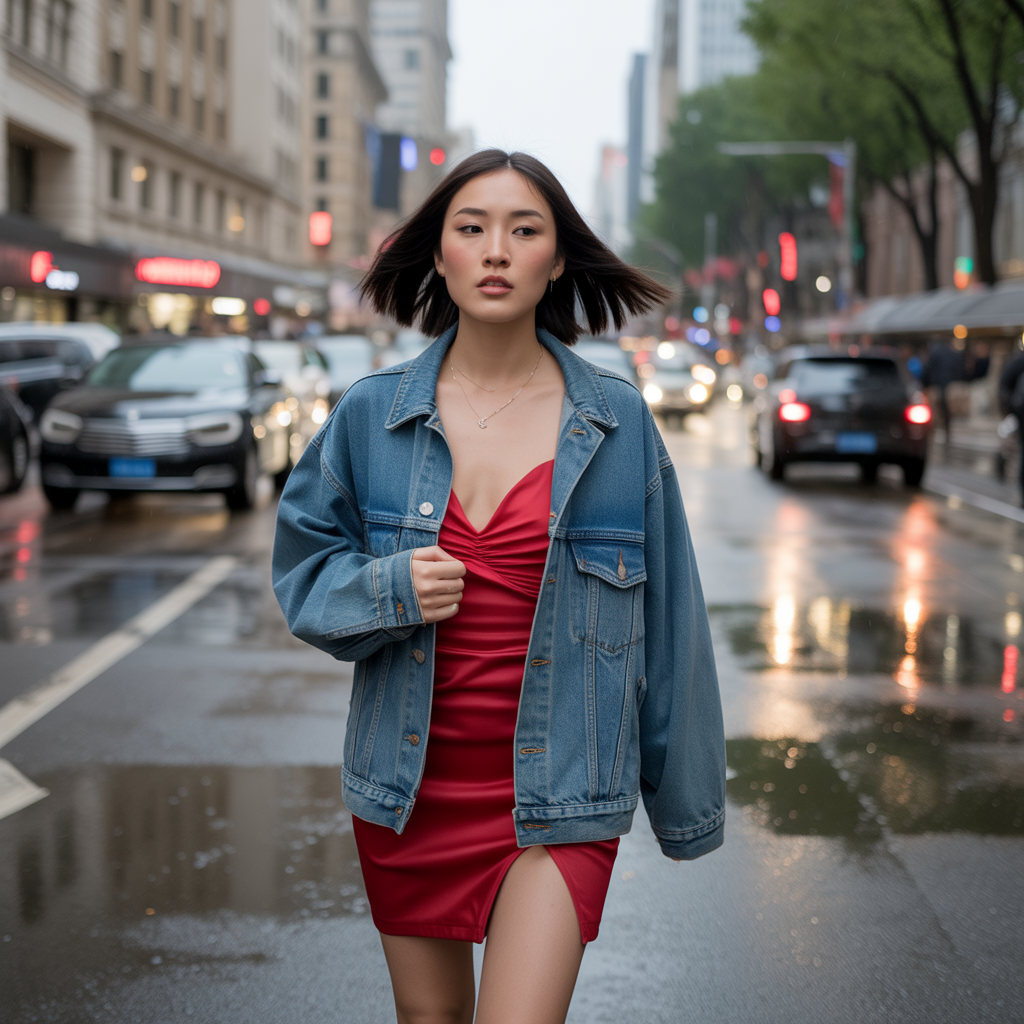 20 Best Casual Outfit Ideas for Effortless Everyday Style 15 Oversized Denim Jacket with Dress