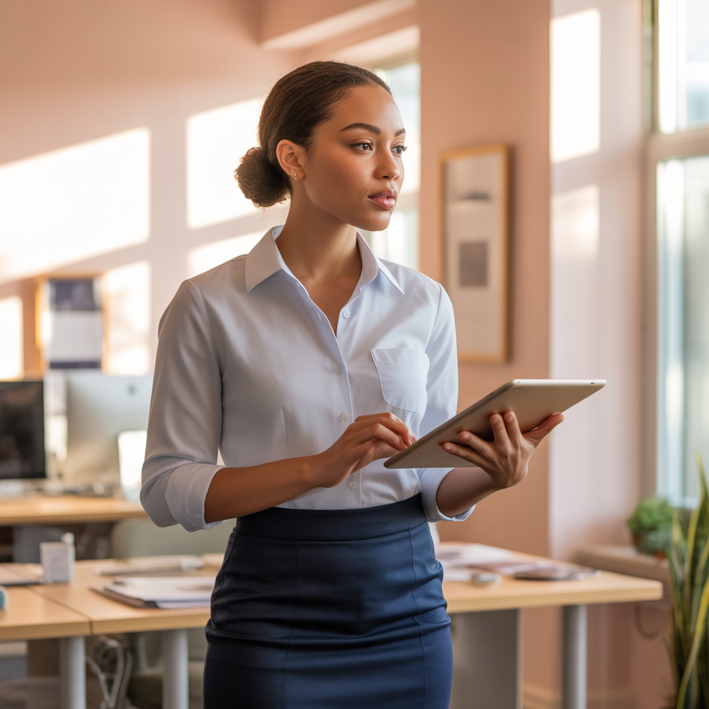 Pencil Skirt with a Button-Down Shirt