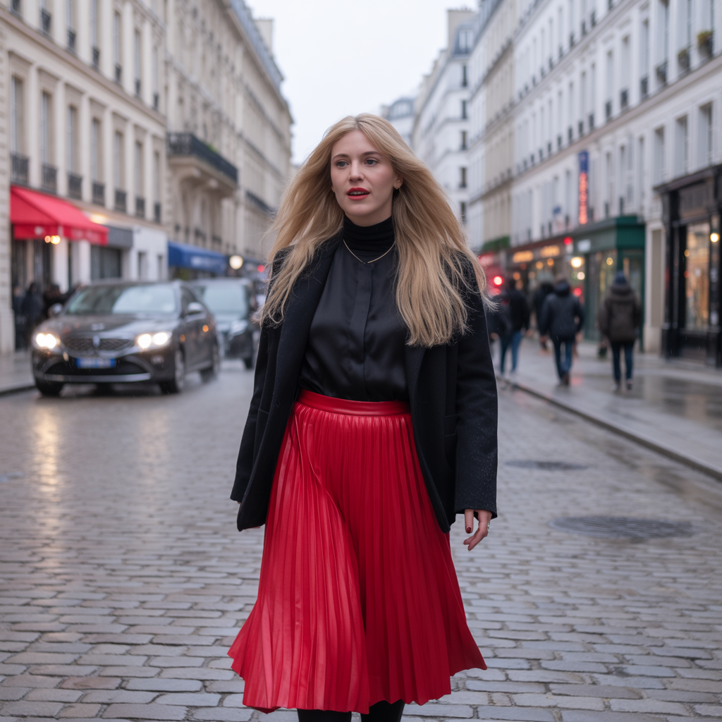 Pleated Skirt with Blouse