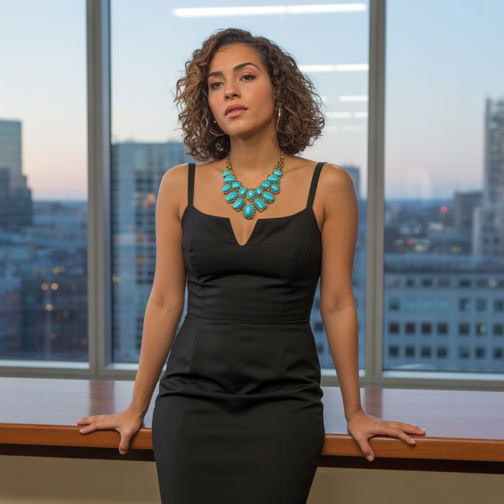 Sheath Dress with Statement Jewelry