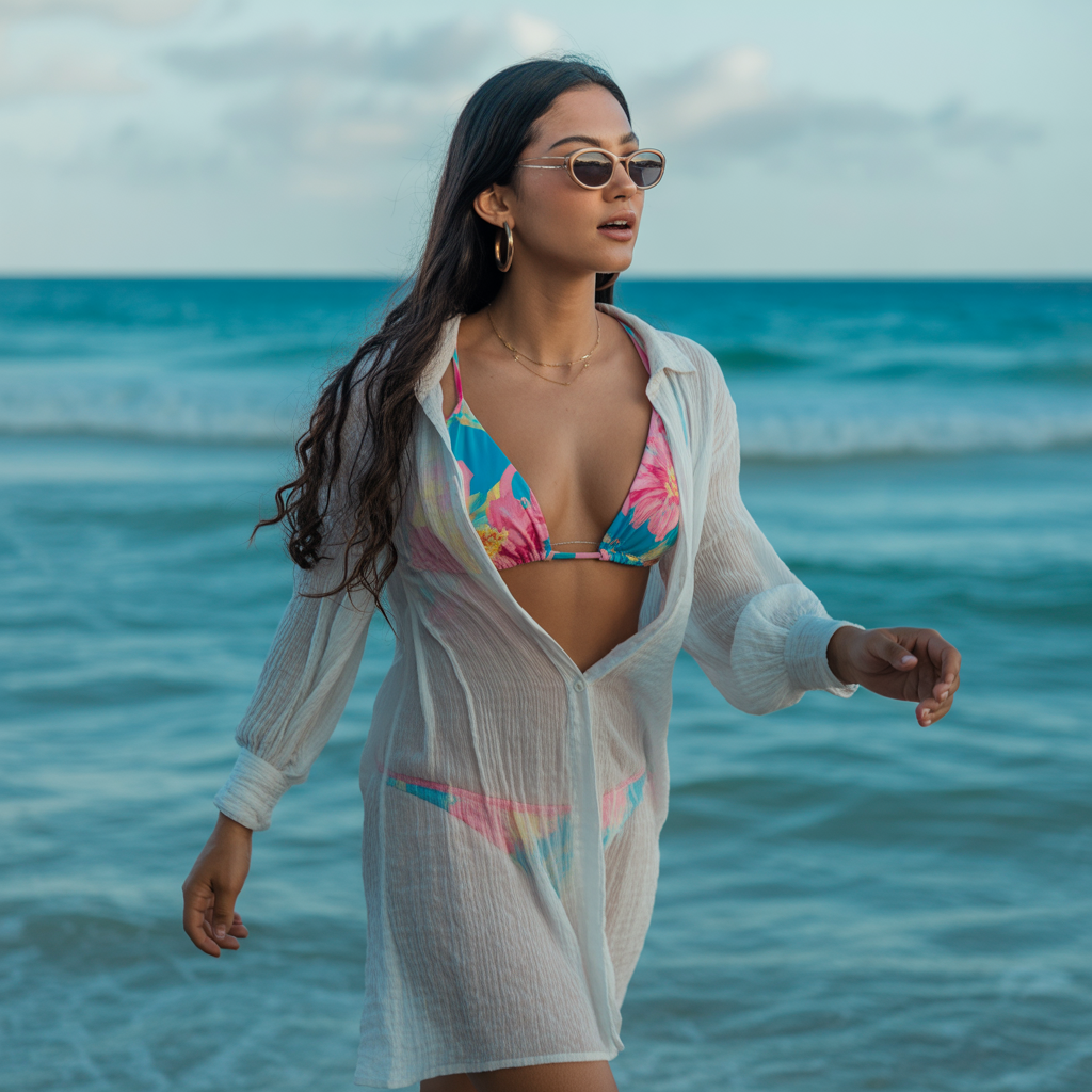 15 Trendy Swimwear Outfit Ideas to Rock This Summer 13 Sheer Dress Over Swimwear