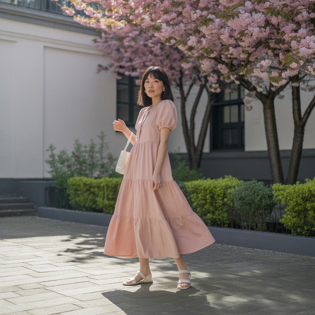 Tiered Maxi Dress with Flat Sandals