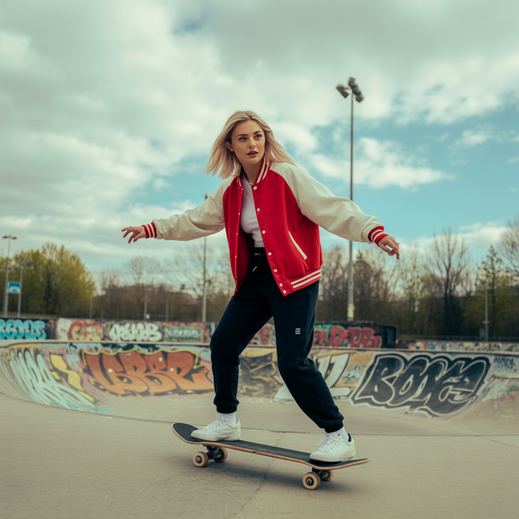 18 Best College Outfit Ideas Aesthetic for Stylish Students 9 Varsity Jacket and Joggers
