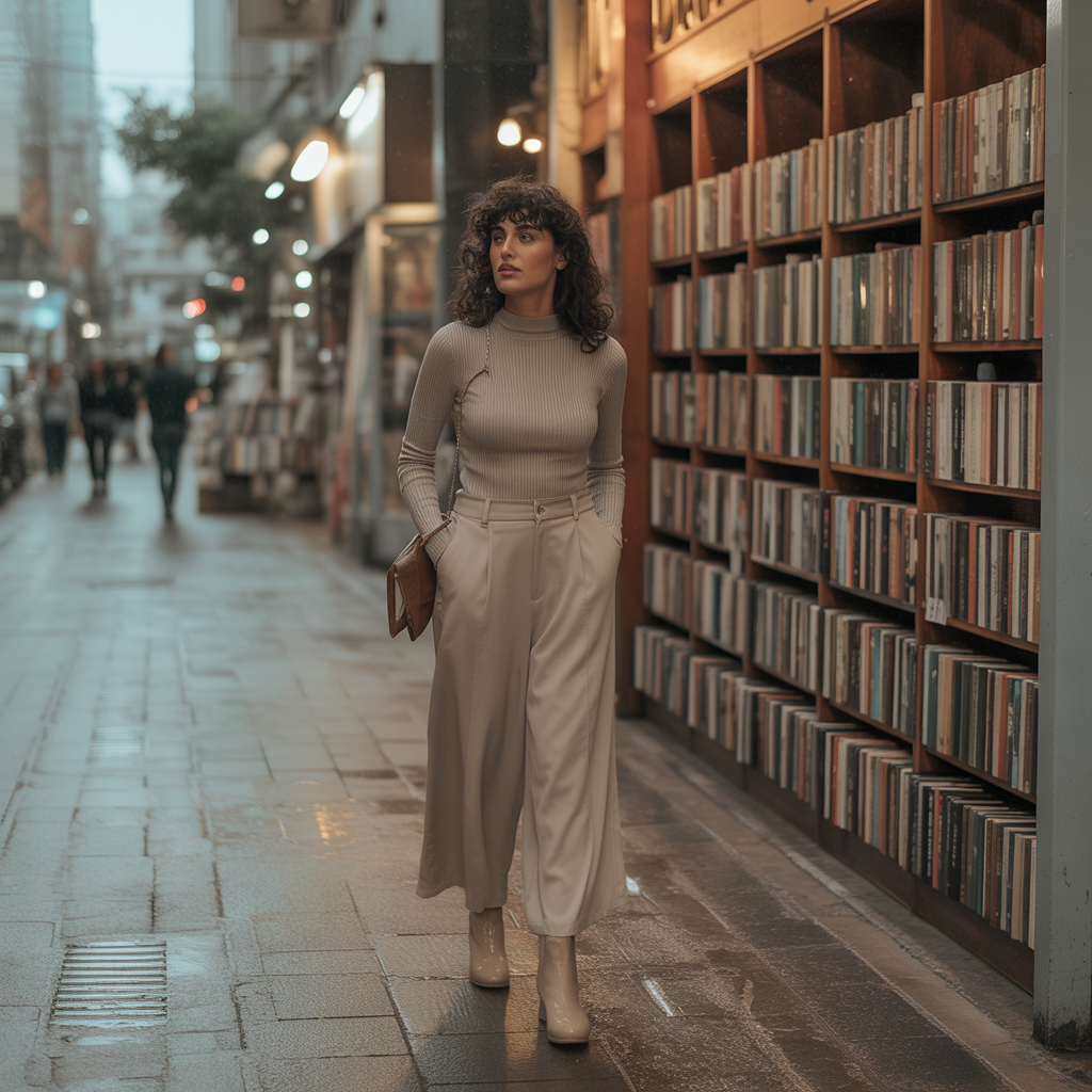 Wide-Leg Trousers with Fitted Top