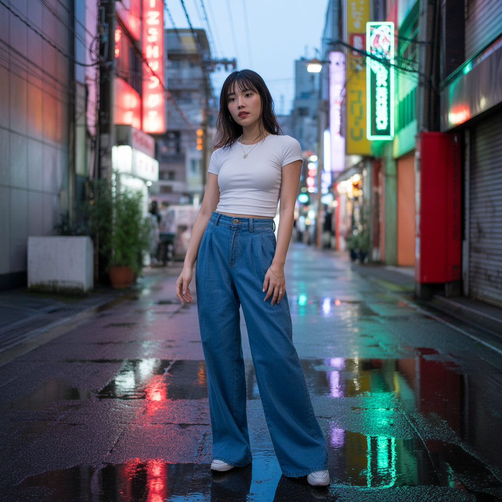 Wide-Leg Trousers with a Fitted Top