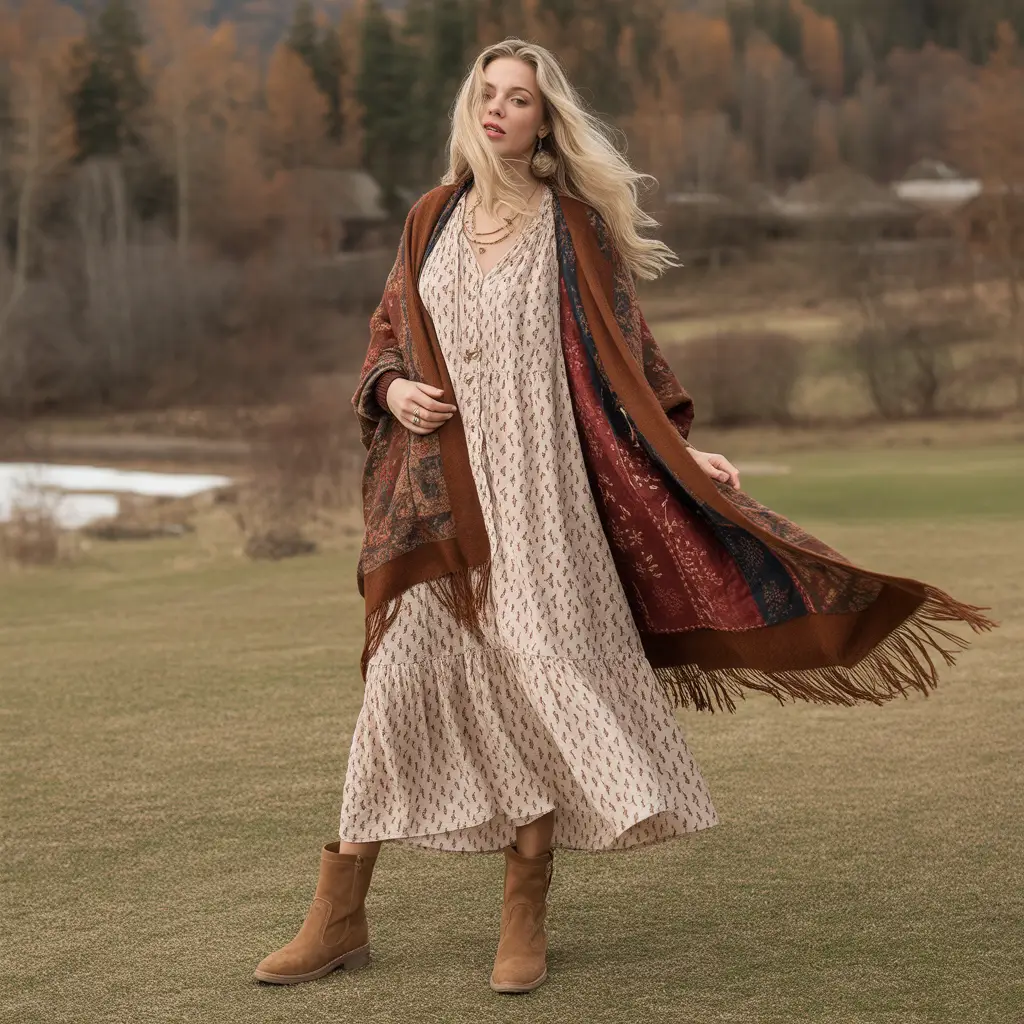 16 Ideas About Chic Winter Outfits to Stay Warm in Style 15 Bohemian Layers
