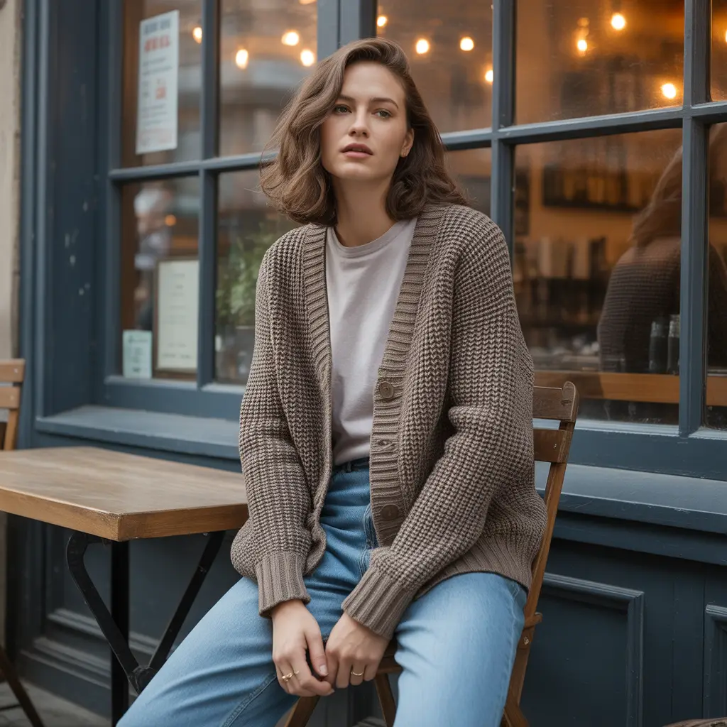 20 Ideas About Comfy Winter Outfits for Effortless Style and Warmth 3 Chunky Knit Cardigans with Denim