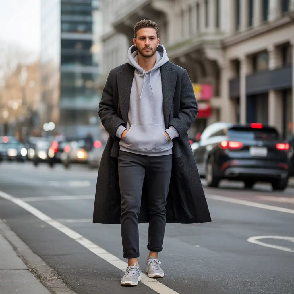 20 Ideas About Comfy Winter Outfits for Effortless Style and Warmth 9 Hoodie and Wool Coat Combination