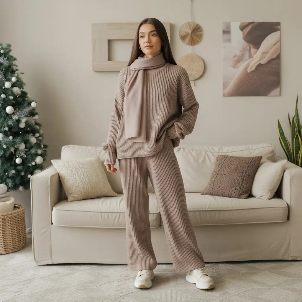20 Ideas About Comfy Winter Outfits for Effortless Style and Warmth 8 Knit Sets with Matching Scarves