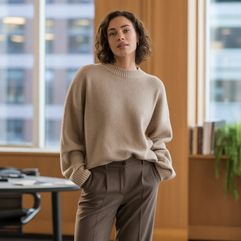 20 Ideas About Comfy Winter Outfits for Effortless Style and Warmth 14 Cashmere Sweaters with Tailored Pants