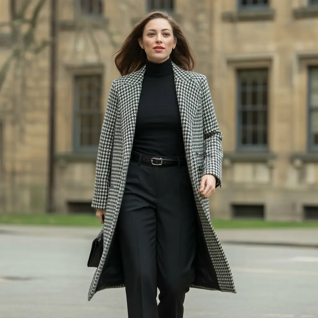 20 Ideas About Classy Winter Outfits to Elevate Your Cold-Weather Style 18 Houndstooth and Heritage Prints