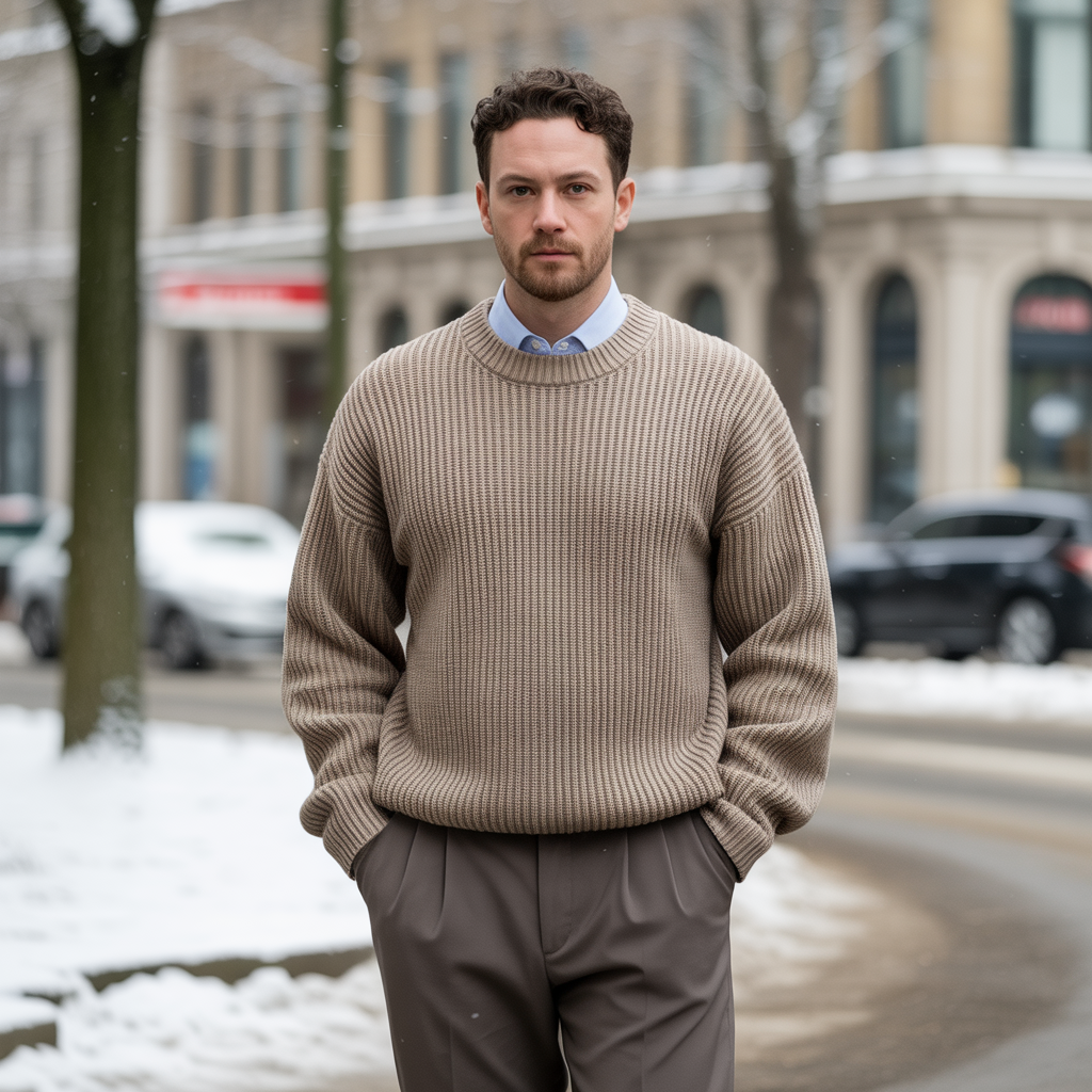 20 Idea About Cool Winter Outfits to Master Cold Weather Style 7 Oversized Sweater with Tailored Trousers
