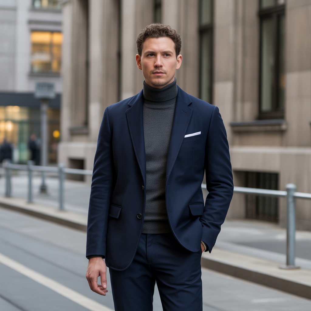 20 Idea About Cool Winter Outfits to Master Cold Weather Style 6 Wool Blazer with Turtleneck