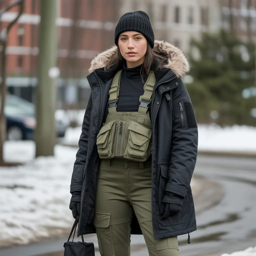 20 Idea About Cool Winter Outfits to Master Cold Weather Style 2 Tactical Parka with Slim Cargo Pants