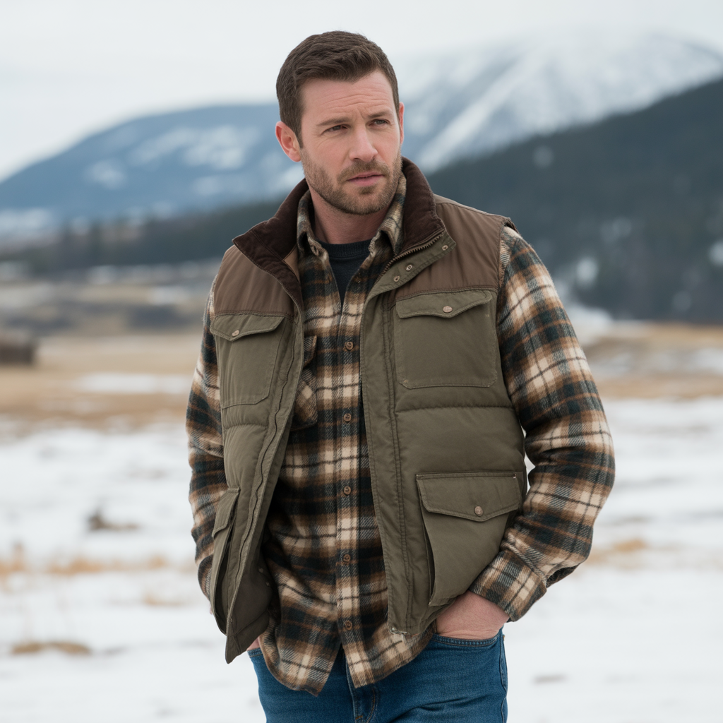 20 Idea About Cool Winter Outfits to Master Cold Weather Style 13 Wool Flannel Shirt under Heavy Vest