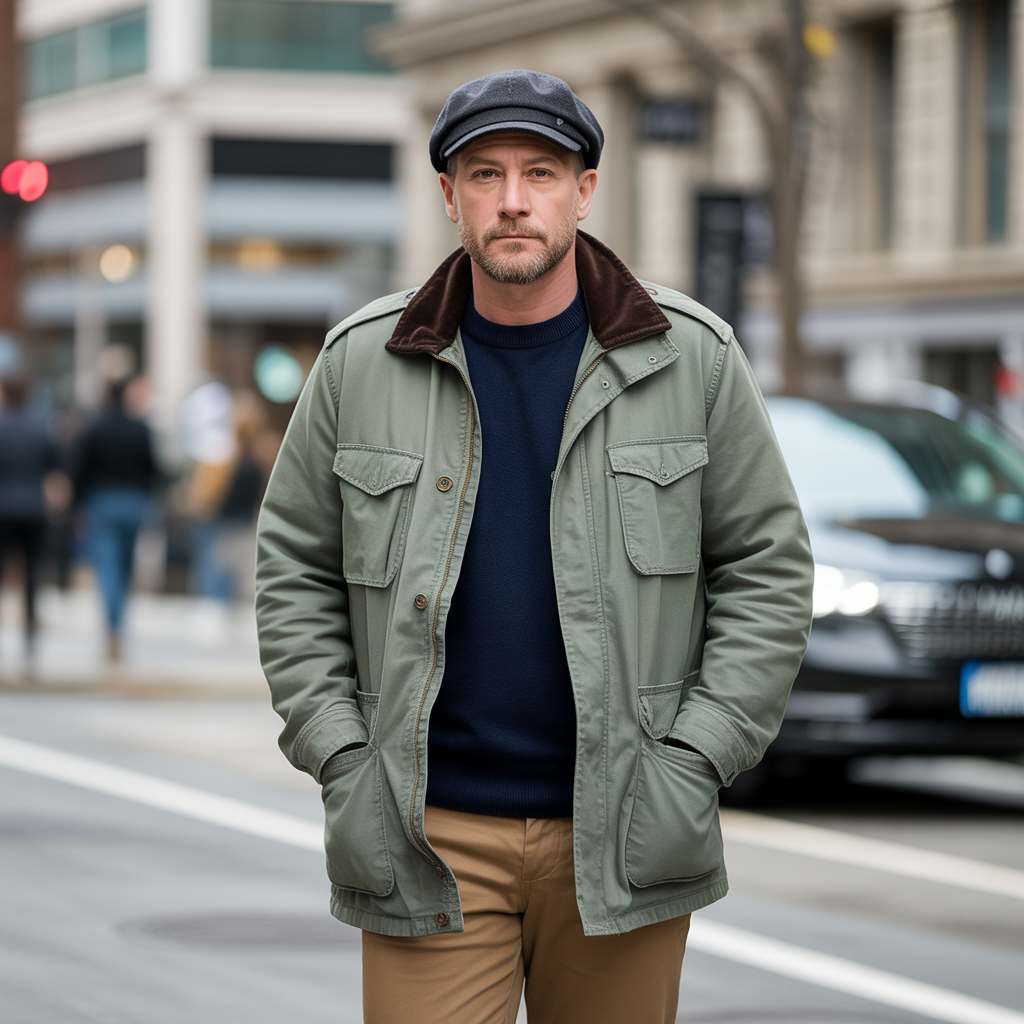 20 Idea About Cool Winter Outfits to Master Cold Weather Style 19 Field Jacket with Wool Cap