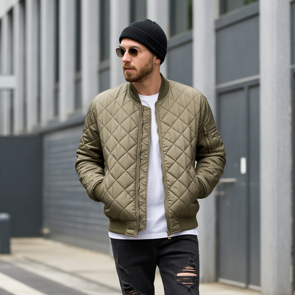 20 Idea About Cool Winter Outfits to Master Cold Weather Style 8 Quilted Bomber Jacket with Beanie