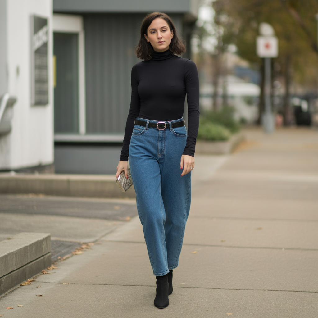 Baddie Fall Outfits: 18 Fierce Looks to Slay Autumn in Style 4 Turtleneck Bodysuit with High-Waist Jeans