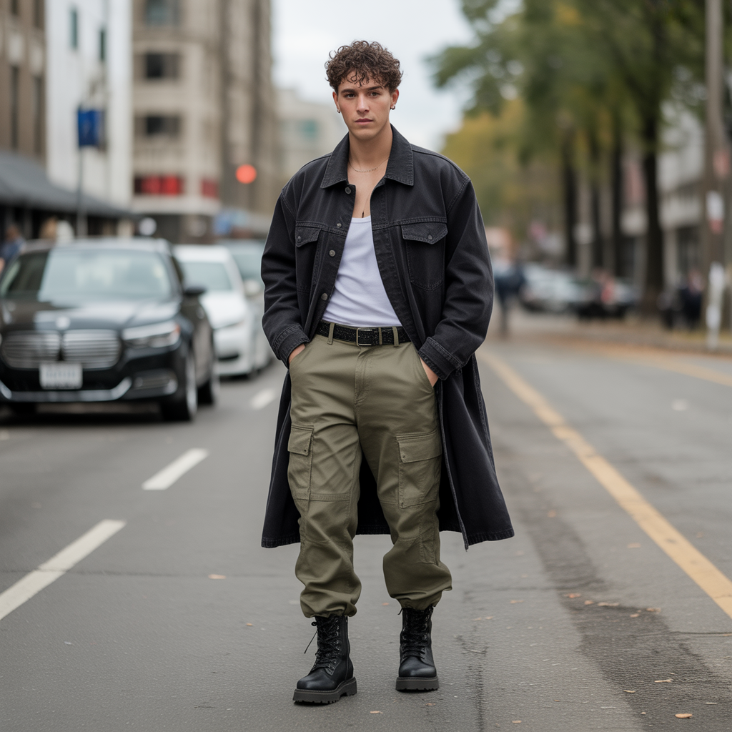 Baddie Fall Outfits: 18 Fierce Looks to Slay Autumn in Style 11 Longline Coat with Cargo Pants
