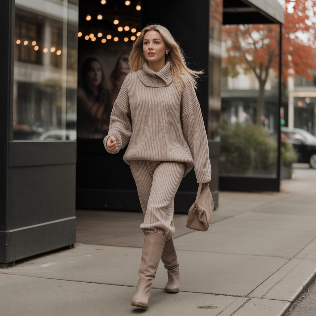 Baddie Fall Outfits: 18 Fierce Looks to Slay Autumn in Style 15 Knit Set with Knee-High Boots