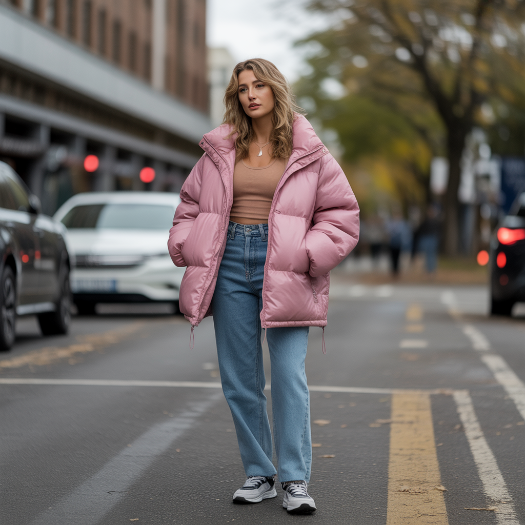 Baddie Fall Outfits: 18 Fierce Looks to Slay Autumn in Style 18 Puffer Jacket with High-Waist Jeans