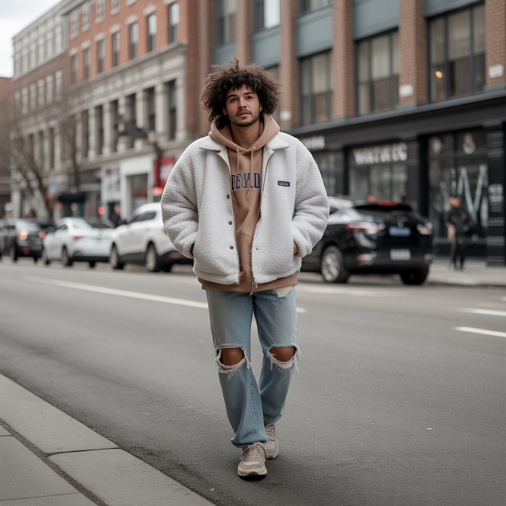 18 Adorable Winter Outfits That Keep You Warm & Fashionable 9 Sherpa Jackets with Distressed Jeans