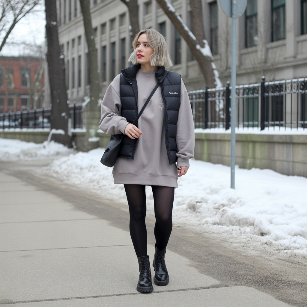 18 Casual Winter Outfits Ideas to Keep You Cozy and Stylish 7 Sweatshirt Dresses with Tights