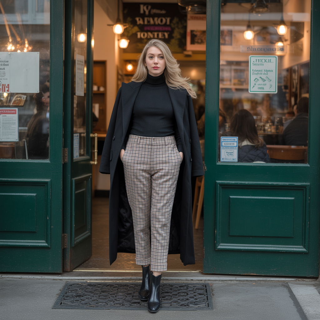18 Casual Winter Outfits Ideas to Keep You Cozy and Stylish 15 Turtleneck Sweaters with Plaid Pants