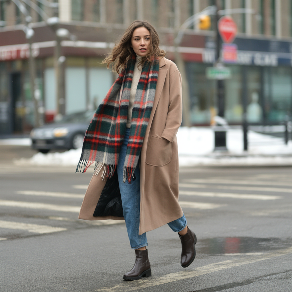 18 Casual Winter Outfits Ideas to Keep You Cozy and Stylish 18 Plaid Scarves with Neutral Coats