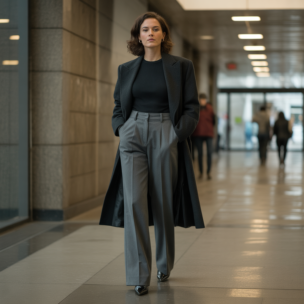 Best Chic Winter Work Outfits to Elevate Your Office Style 5 Wide-Leg Wool Pants