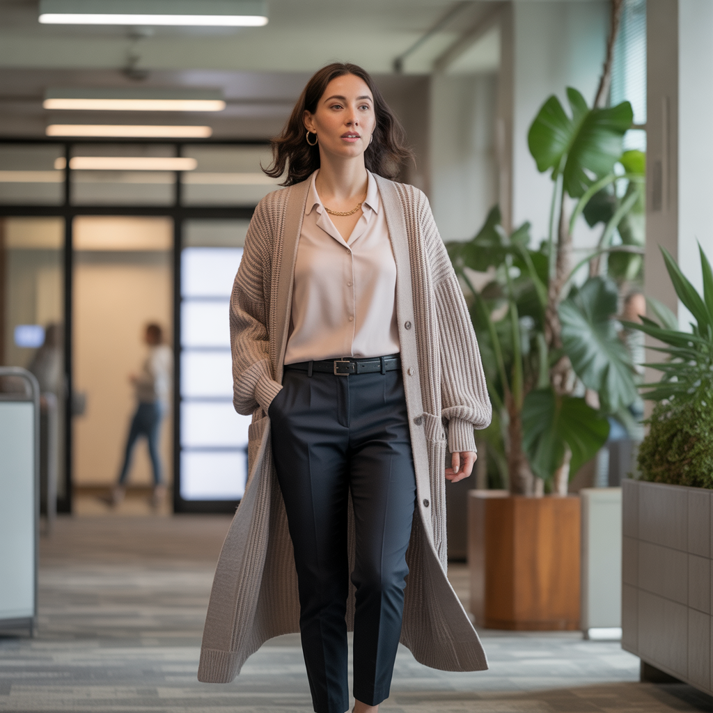 Best Chic Winter Work Outfits to Elevate Your Office Style 10 Longline Cardigan with Belt