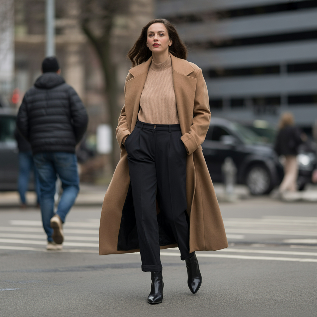 20 Ideas About Classy Winter Outfits for Timeless Cold Weather Style 1 Long Wool Coats with Tailored Trousers