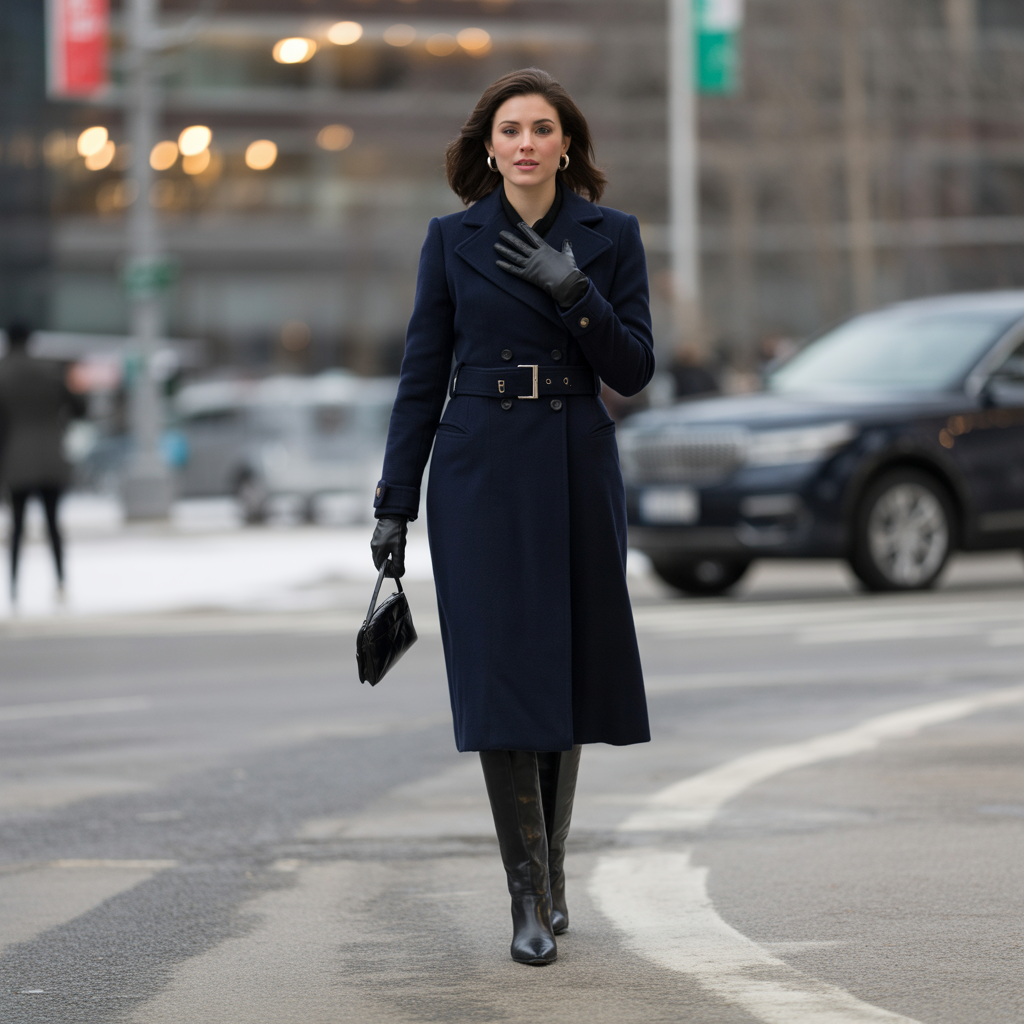 20 Ideas About Classy Winter Outfits for Timeless Cold Weather Style 5 Belted Coat with Leather Gloves