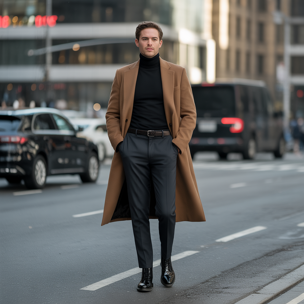16 Ideas About Cold Weather Winter Outfits for Style and Warmth 2 Turtleneck and Overcoat Combination