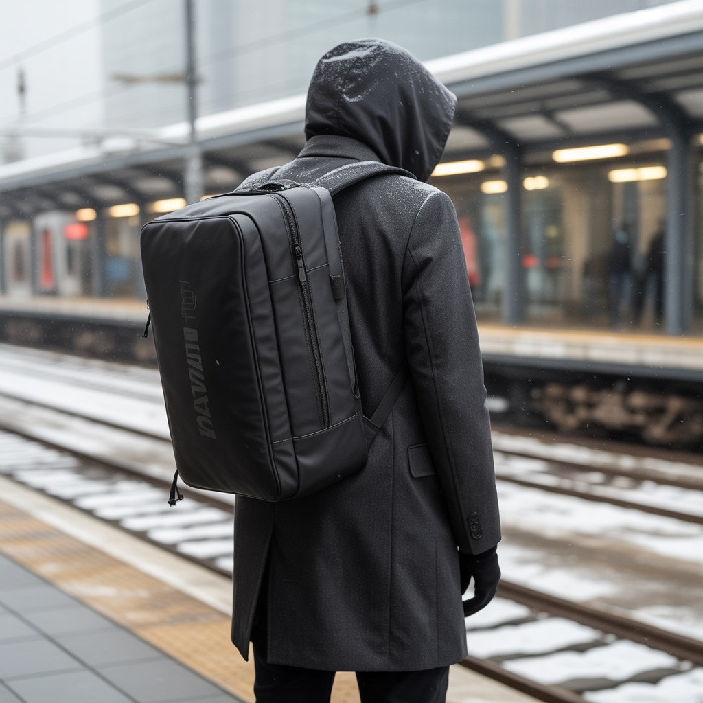 20 Idea About Cool Winter Outfits to Master Cold Weather Style 15 Hooded Overcoat with Sleek Backpack