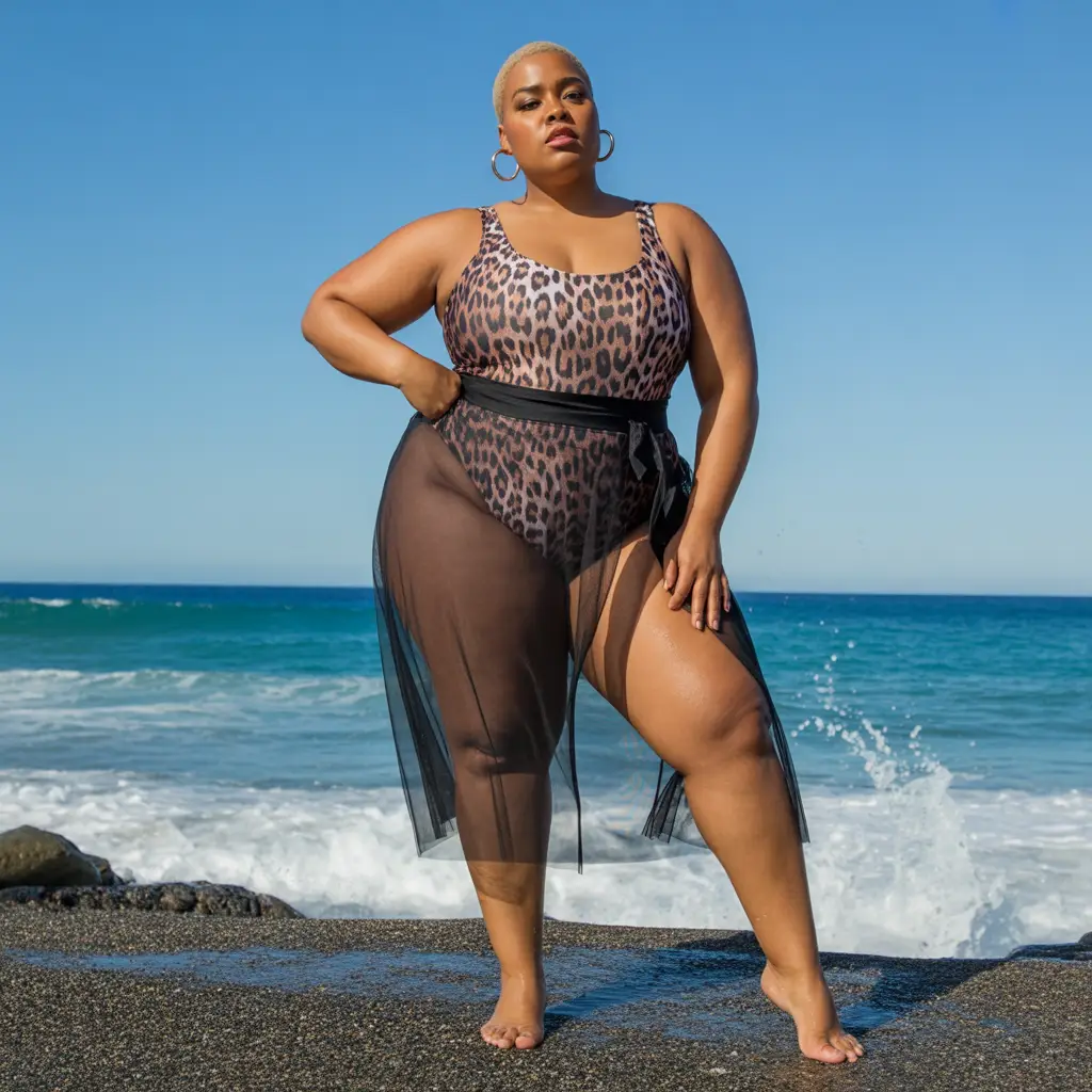 18 Best Plus Size Swimwear Outfit Ideas for Confident Summer Style 16 Animal Print Energy