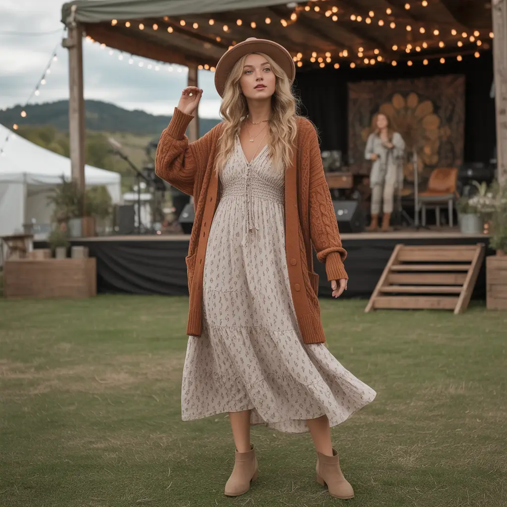 Boho Layers with Ankle Boots