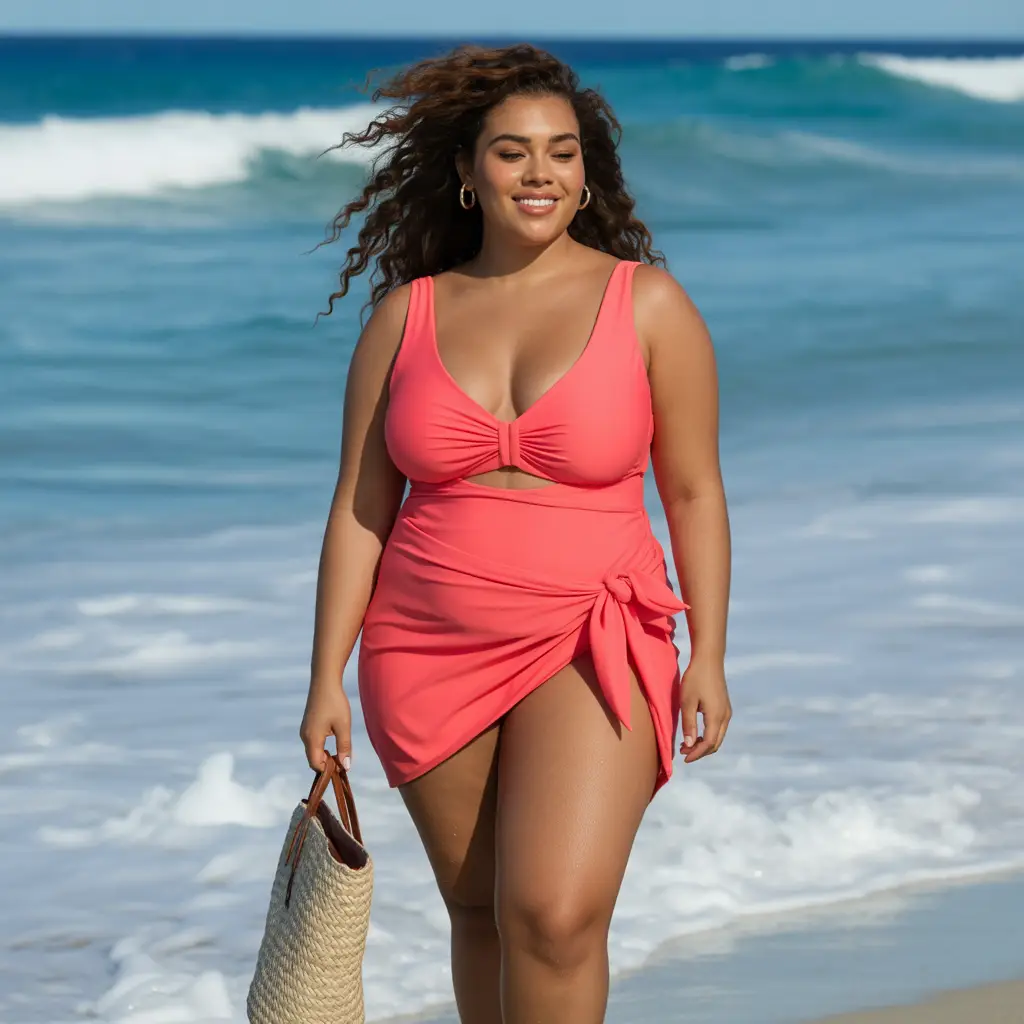 18 Best Plus Size Swimwear Outfit Ideas for Confident Summer Style 2 Bright and Bold Monochrome Look
