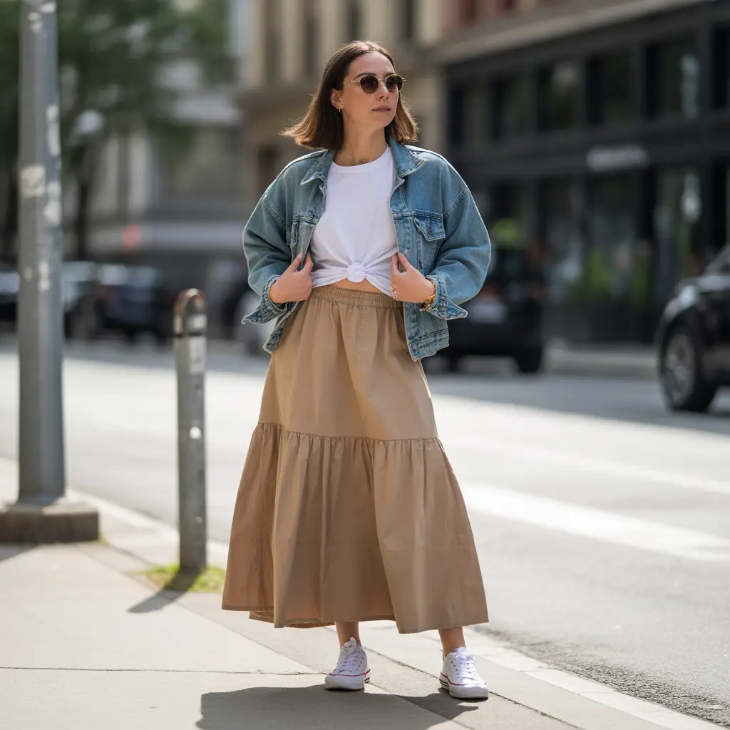 Casual Maxi Skirt with a Basic Tee