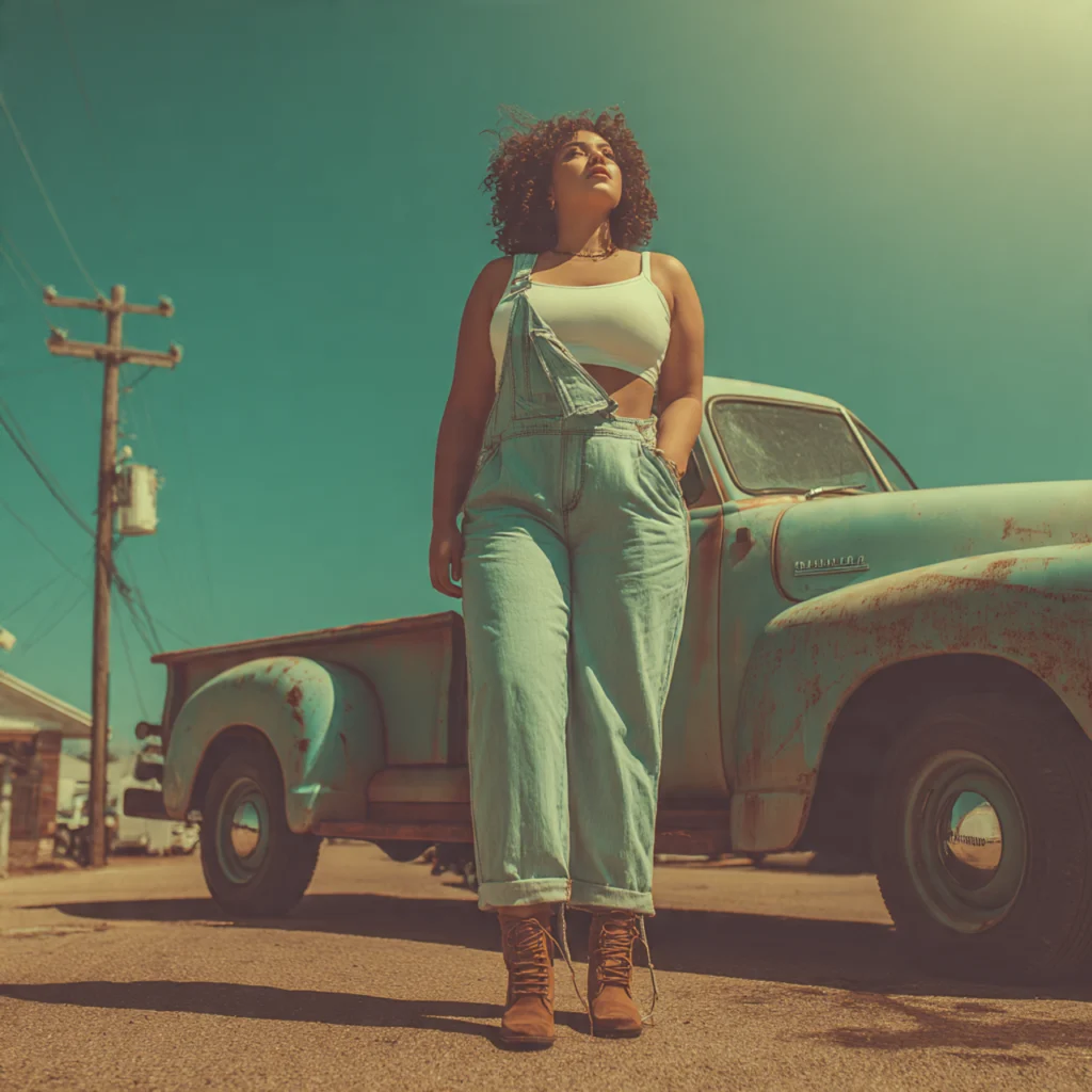 Denim Overalls with Crop Top