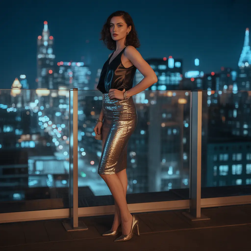 Evening Glam Pencil Skirt Look