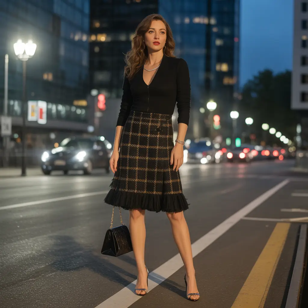 Evening Glam with Heels and Statement Accessories