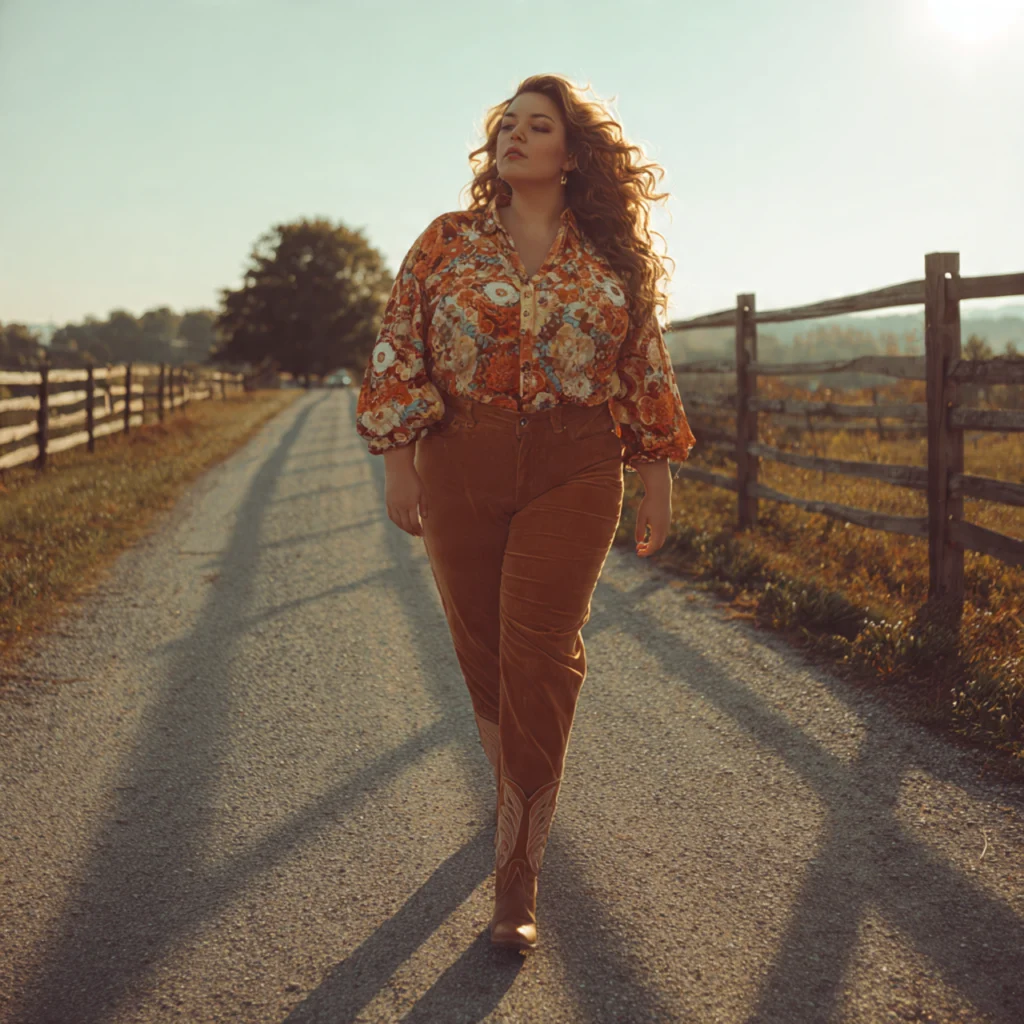 Floral Top with Suede Pants