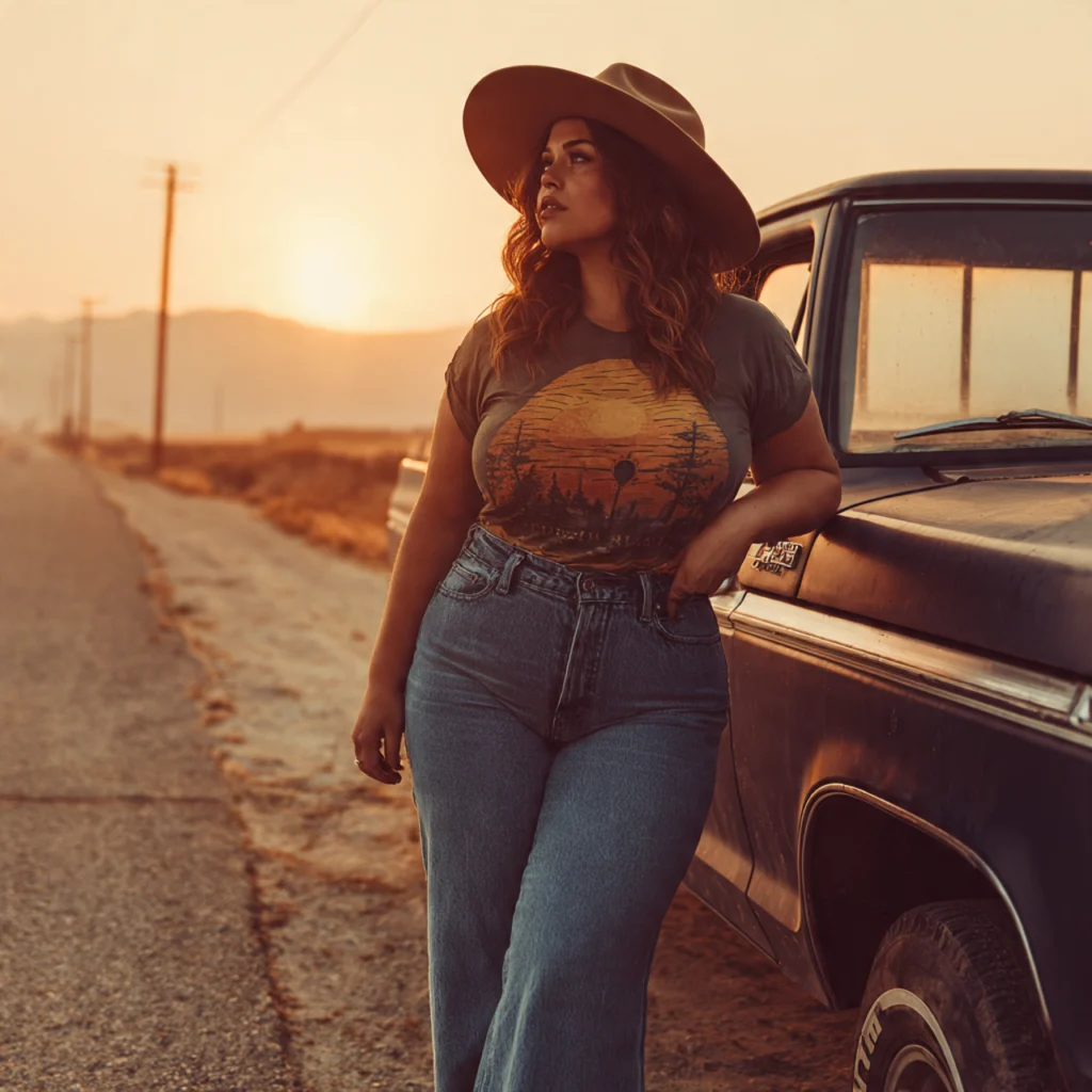 Graphic Tee and Flare Jeans