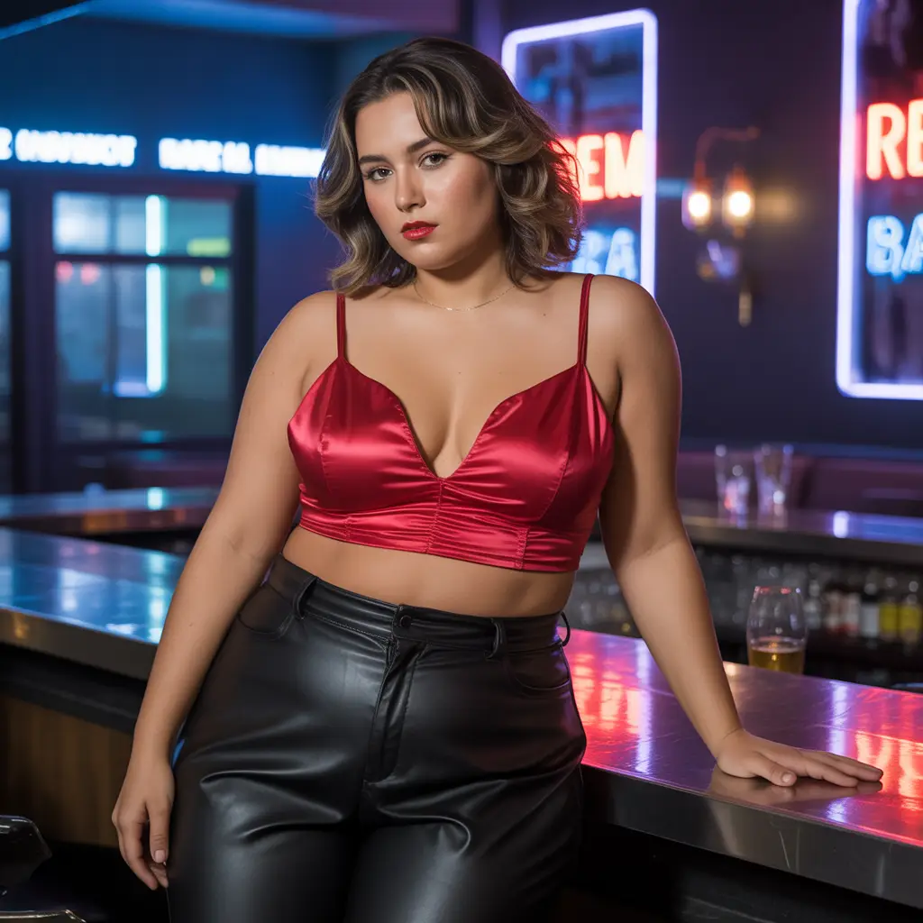 High-Waisted Leather Pants and Crop Top Combo