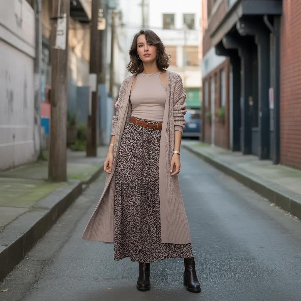 Layered Maxi Skirt Outfit