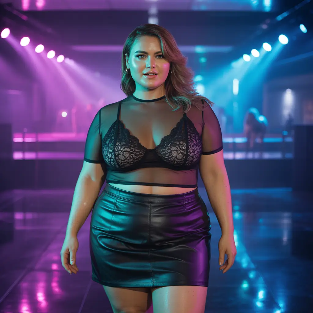 Mesh Top with Bralette and Mini Skirt