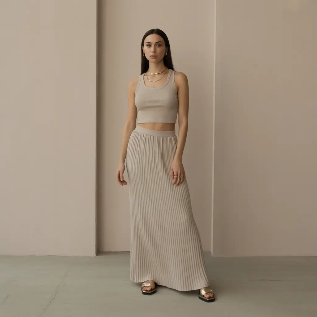 Monochrome Maxi Skirt Outfit