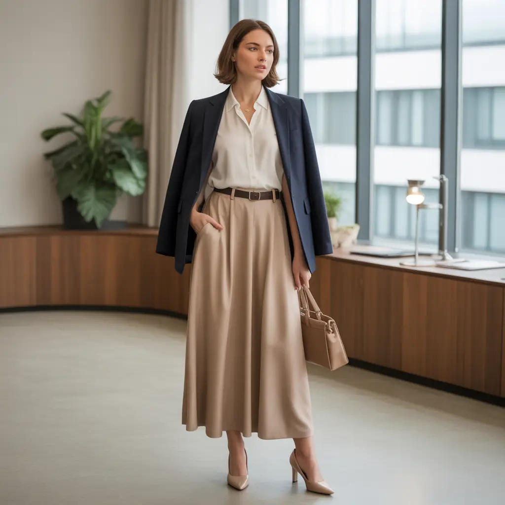 Office-Ready Maxi Skirt Look
