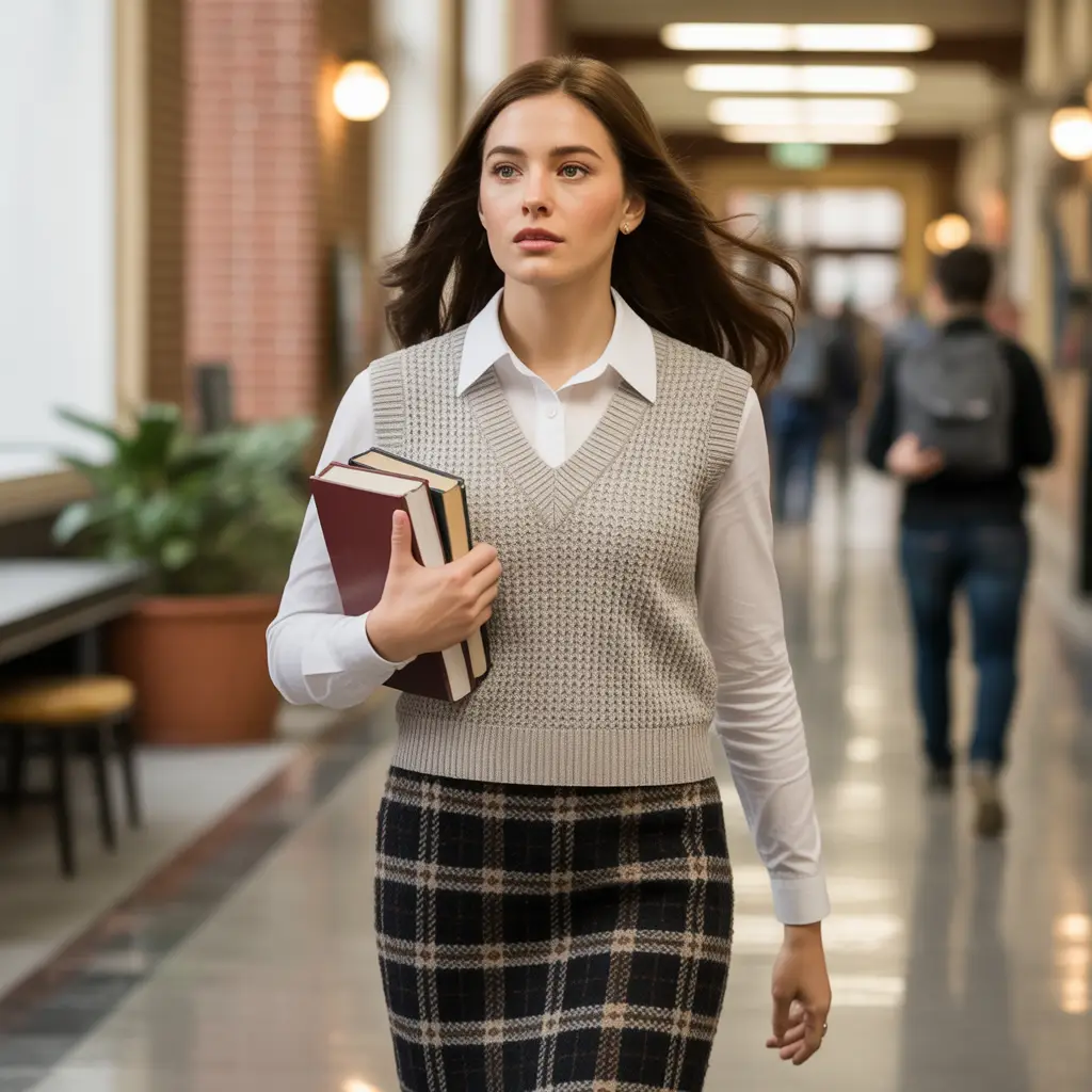 Plaid Pencil Skirt Preppy Look